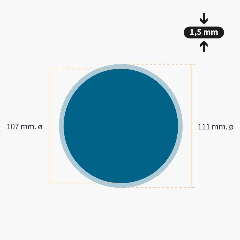medidas de base para copos redondas XL
